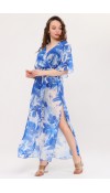 LOLITA Blue Floral Pattern Beach Dress