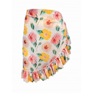 Frida Pinkl and Yellow Floral Short Frilly Pareo