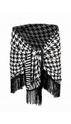 AMORE- Black-White Patterned Short Pareo with Tassels