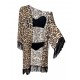 EVELYN Leopard Pattern Sleeve Skirt Tasseled Beach Dress