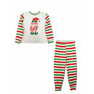 New Year Striped Kids Pajamas Set