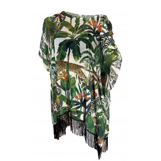 Simone Tropical Pattern Tasseled Beach Dress