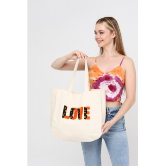 Penny Love Embroidered Ecru Shoulder Bag