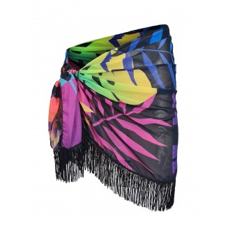 Elephant Patterned Short Pareo with Tassels