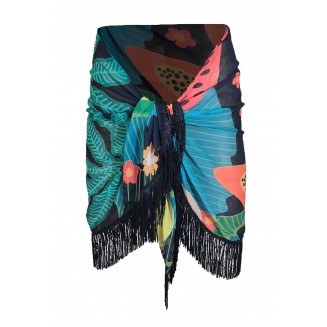 Mango Patterned Short Pareo with Tassels